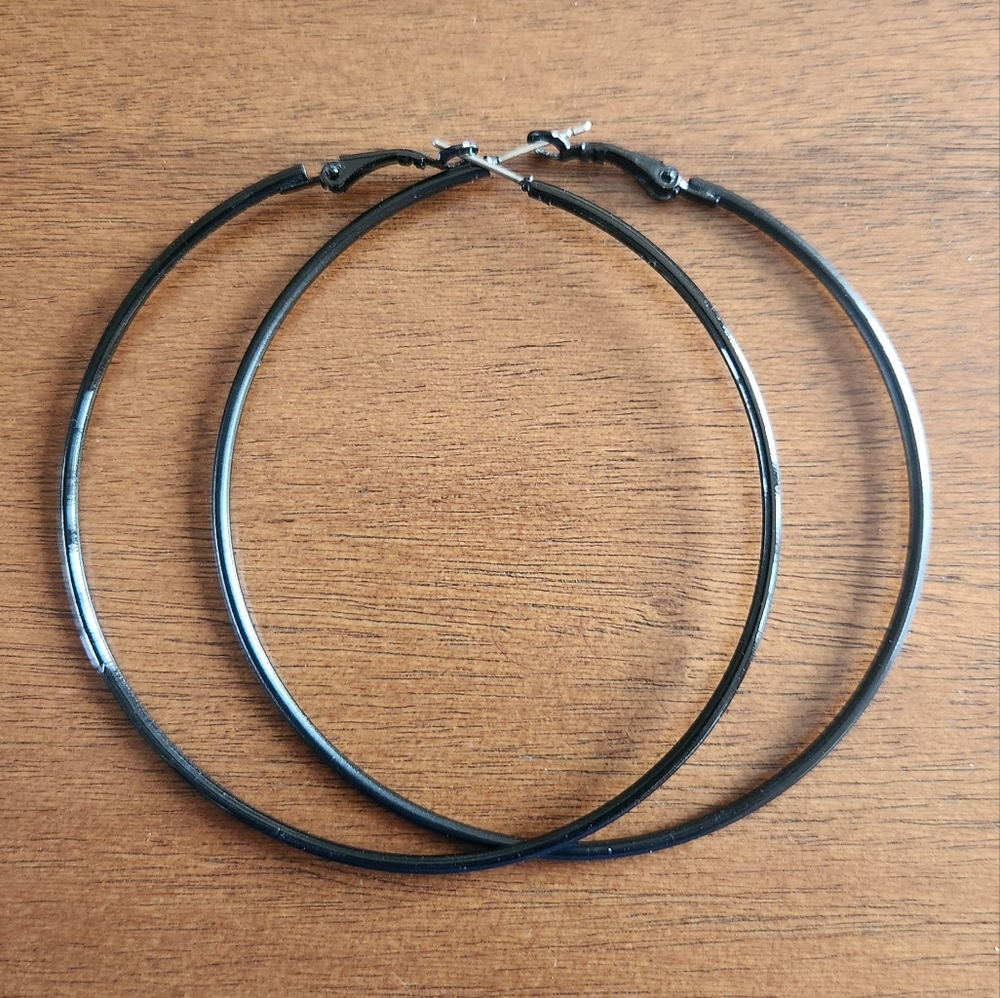 Large Black Statment Vintage Hoop Earrings